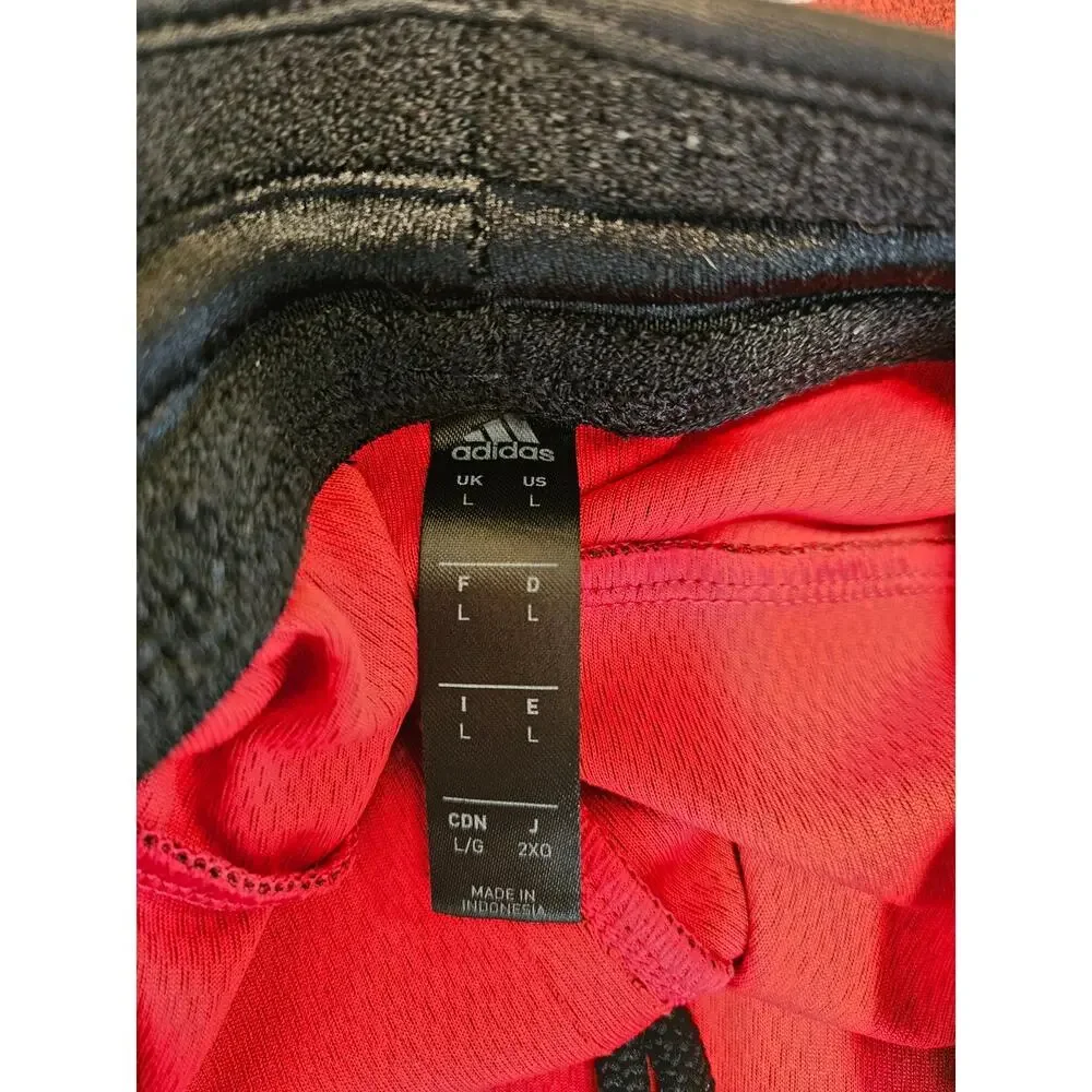 Adidas Men’s Red Heather Athletic Shorts Large Black Stripe Drawstring Training